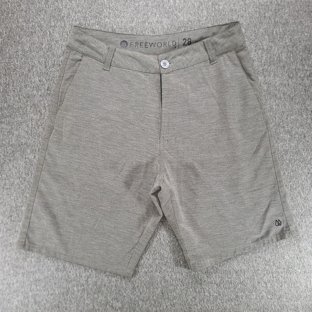 FreeWorld Stretch Hybrid Shorts Mens 28 Gray Heathered Casual Surf Skate Walk